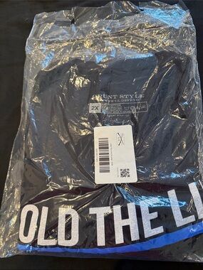 Grunt Style Black Tee with White and Blue Accent